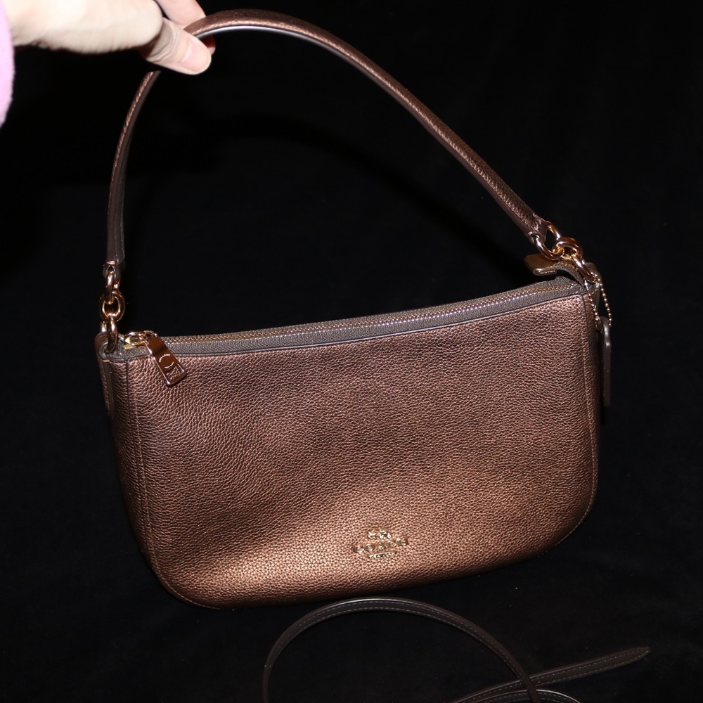 Coach Metallic Small Crossbody Bag - Bronze